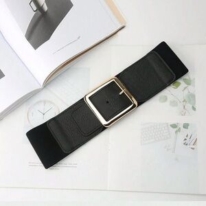 Black Square Buckle Waist Belt